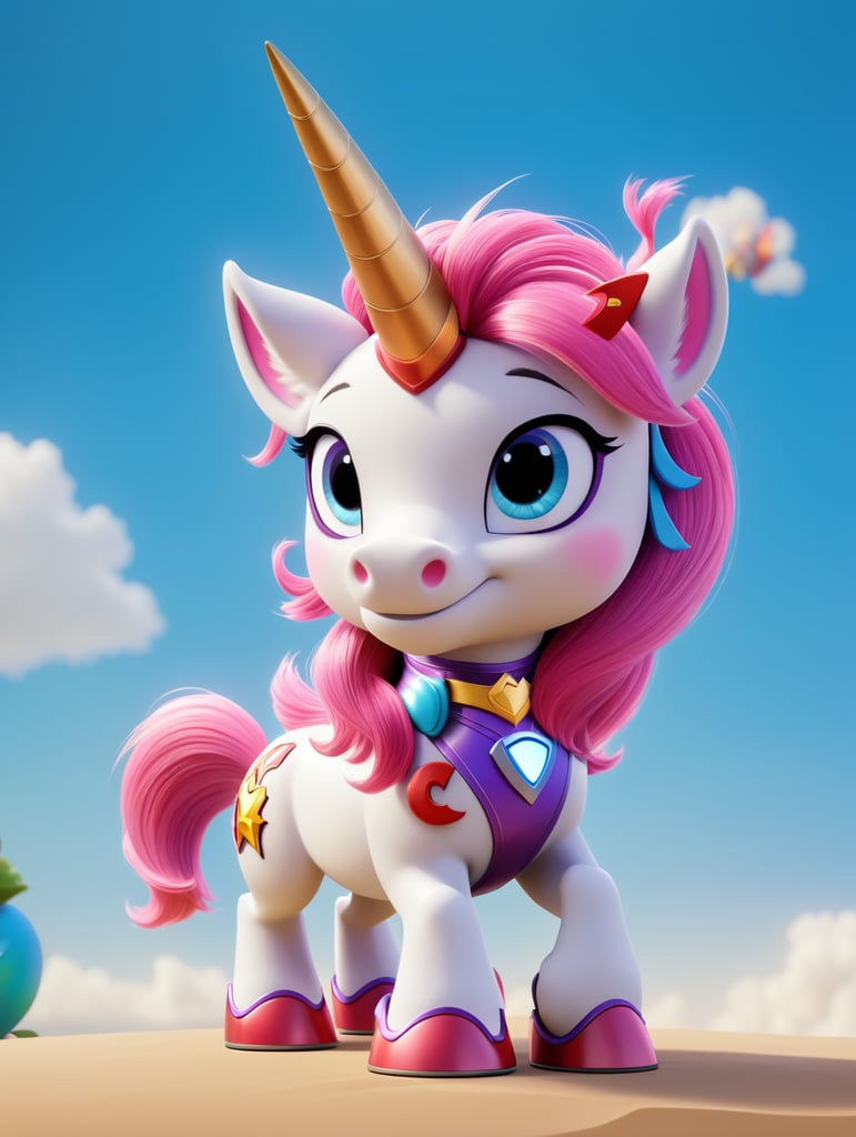 a superhero and creative pony in a creative environment