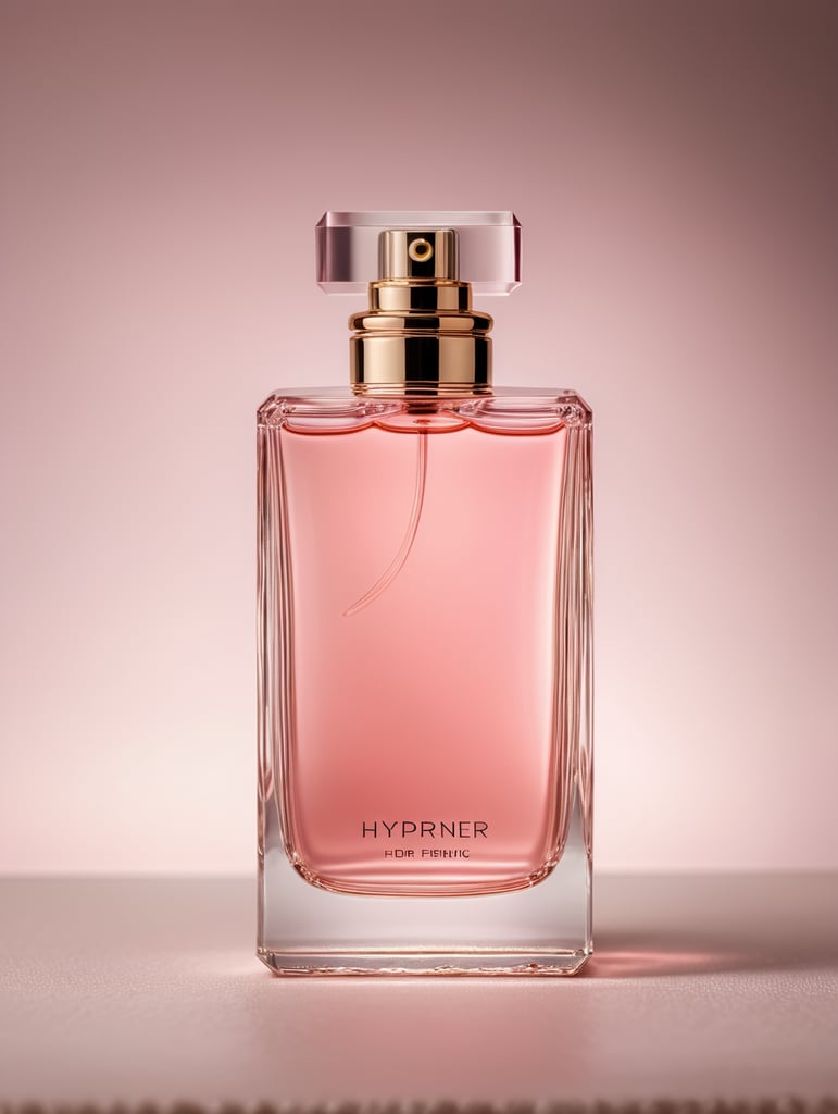Minimalist pink perfume bottle