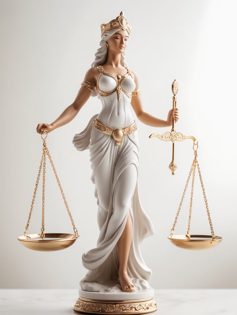 Justice goddess holding balance scales