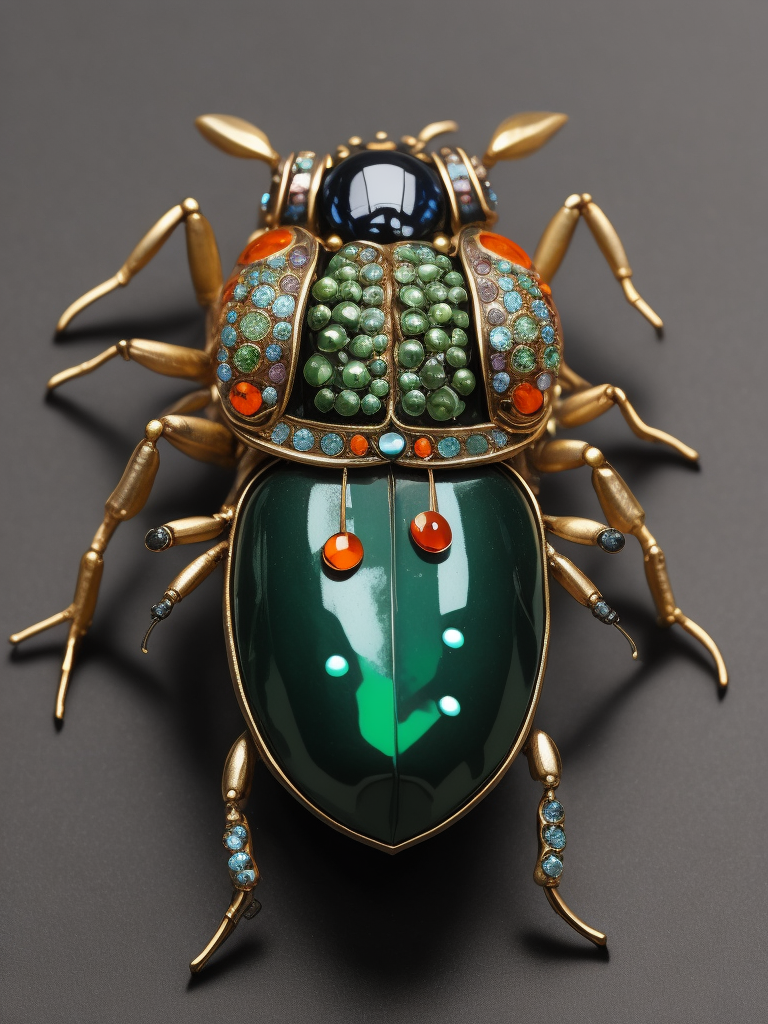 Beetle brooch made from various gems