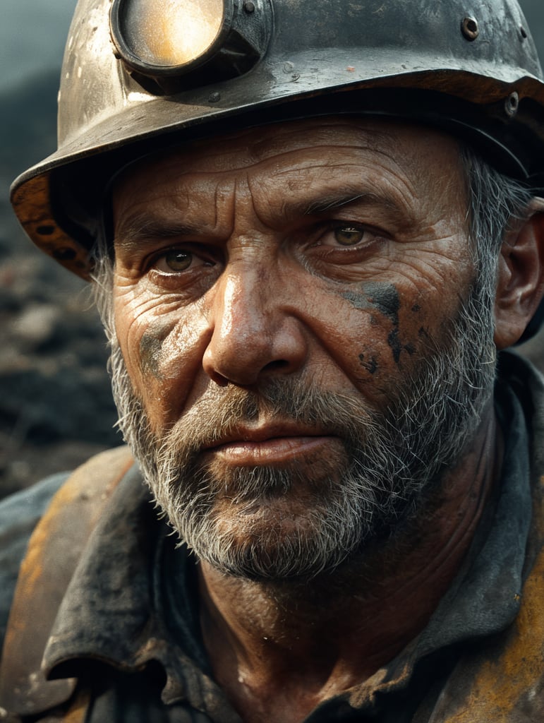 miner, dirty, face, old picture, cinestill, movie, dark, shiny.