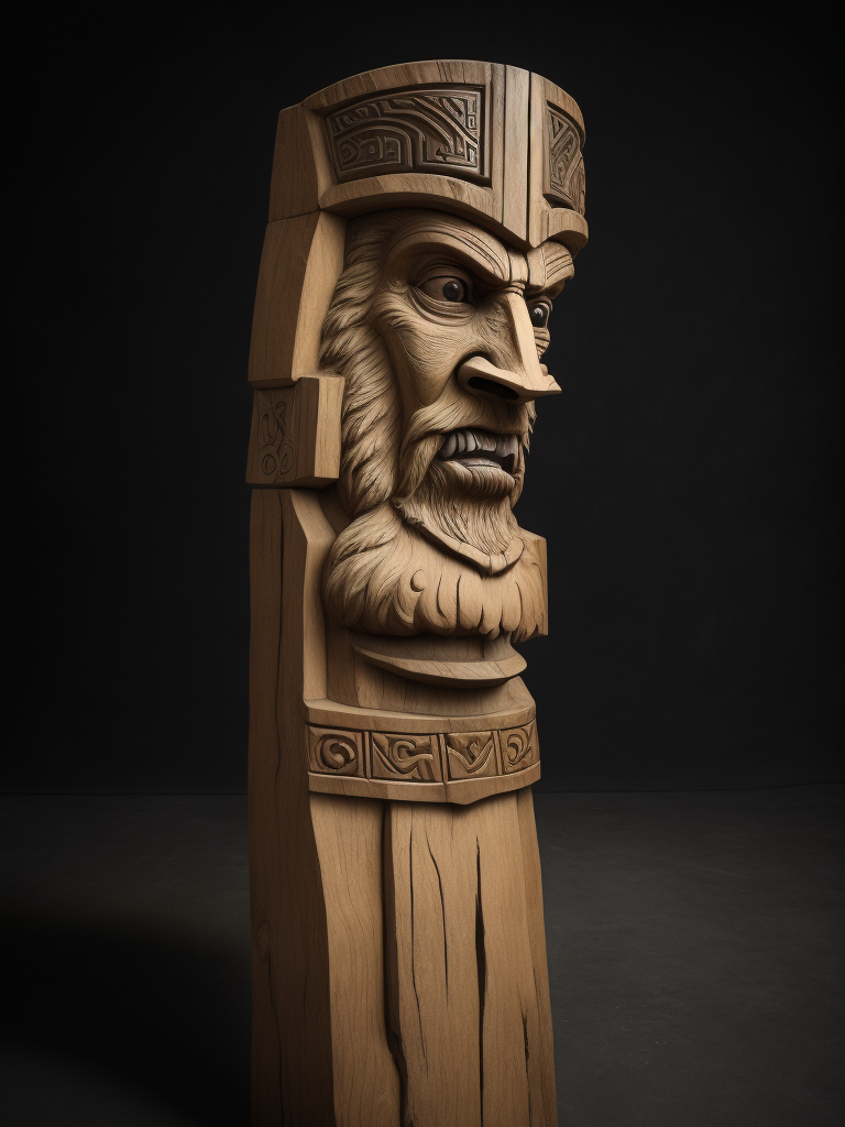 Slavic Totem Pole, deep carved, Slavic angry god face, Slavic Nation, slavic culture, odin