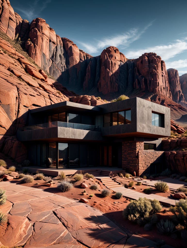 modern organic contemporary red rock desert house