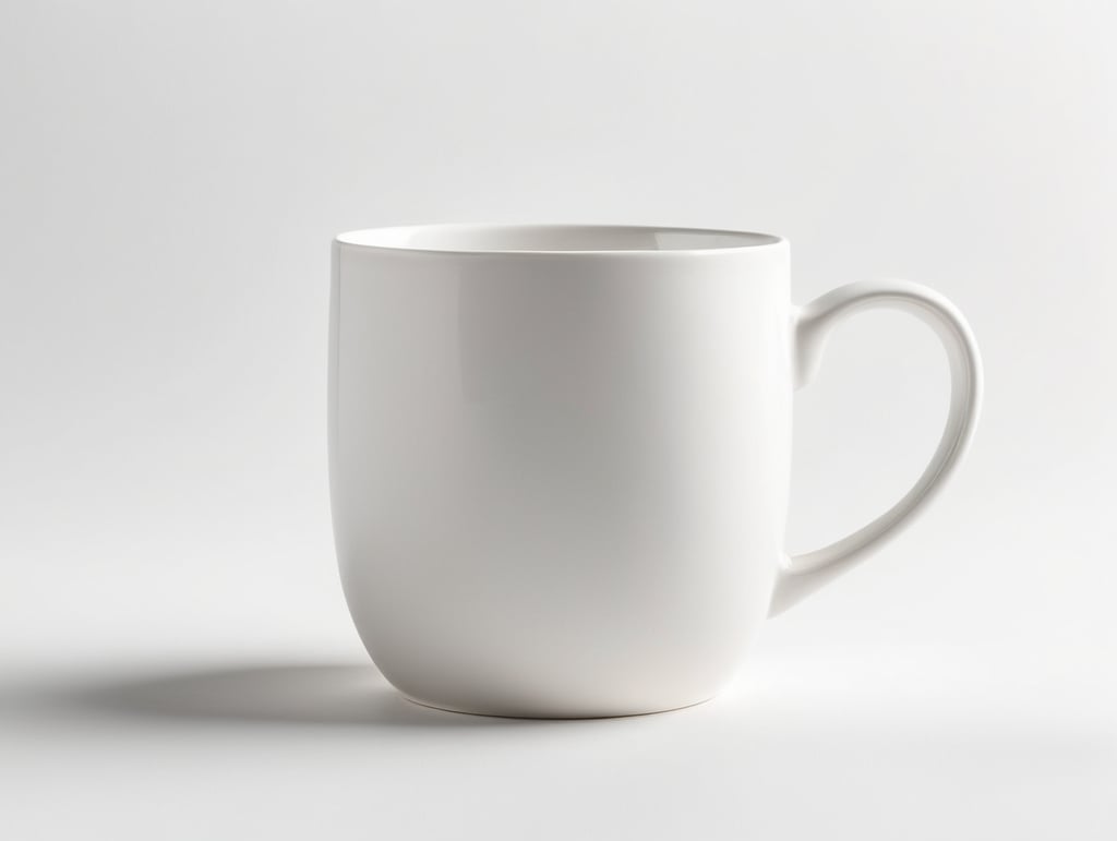 White strait ceramic mug, white background, isolated, mock up, mockup