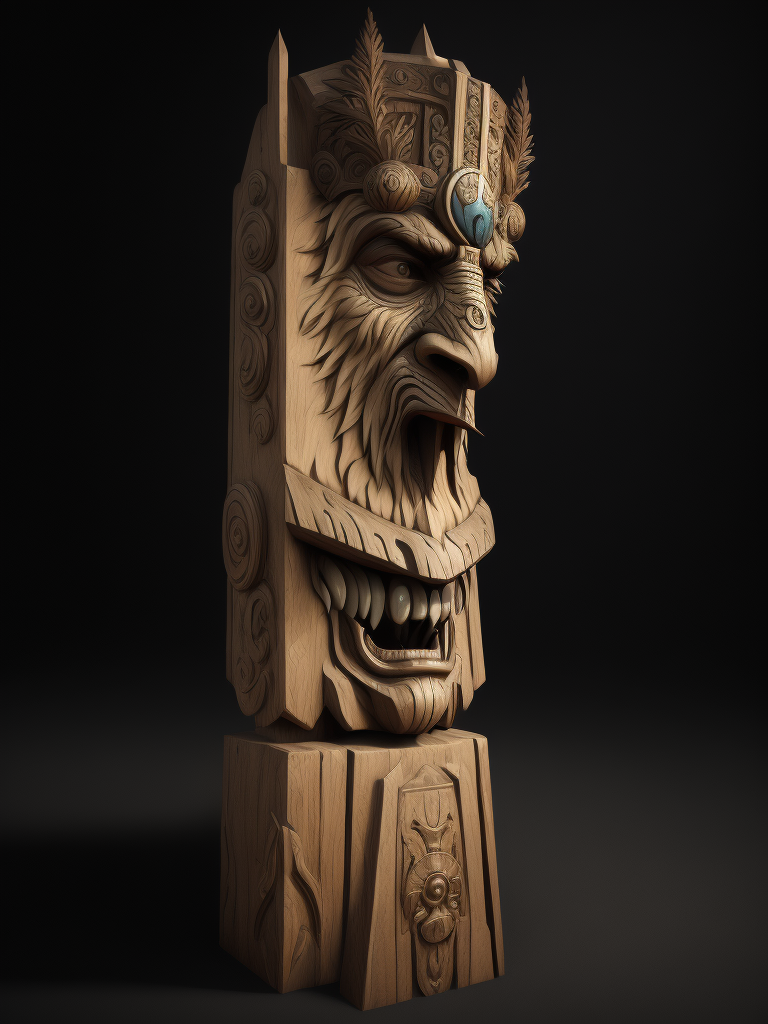 Slavic Totem Pole, deep carved, Slavic angry god face, Slavic Nation, slavic culture, odin