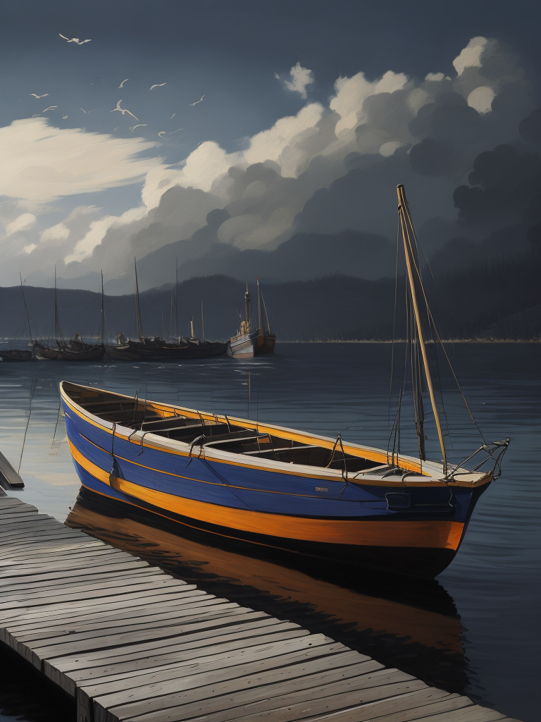 fauvisme style art, oil painting, a fisher boat tied to a jetty, by maurice de vlaminck,