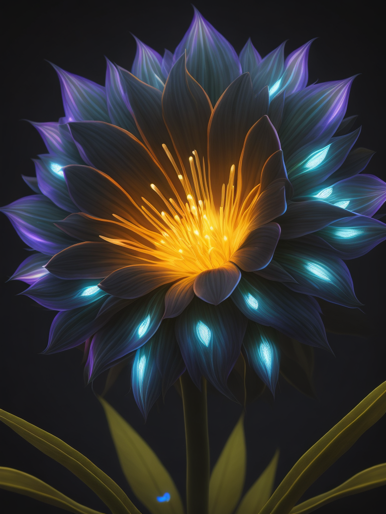 Bioluminescent Flower, Glowing Bioluminescence Alien Plant