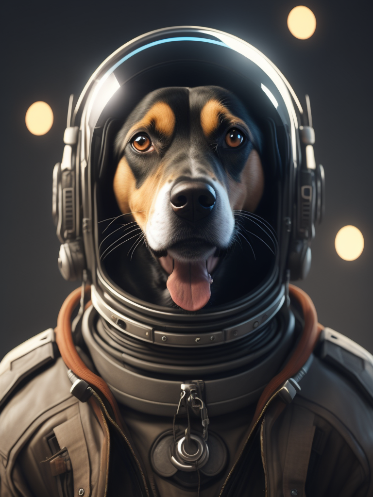 a dog in spacesuit