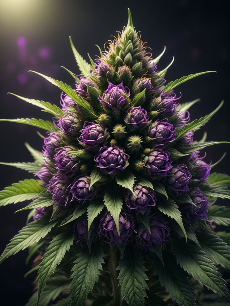 Highly detailed and beautiful cannabis flower purple