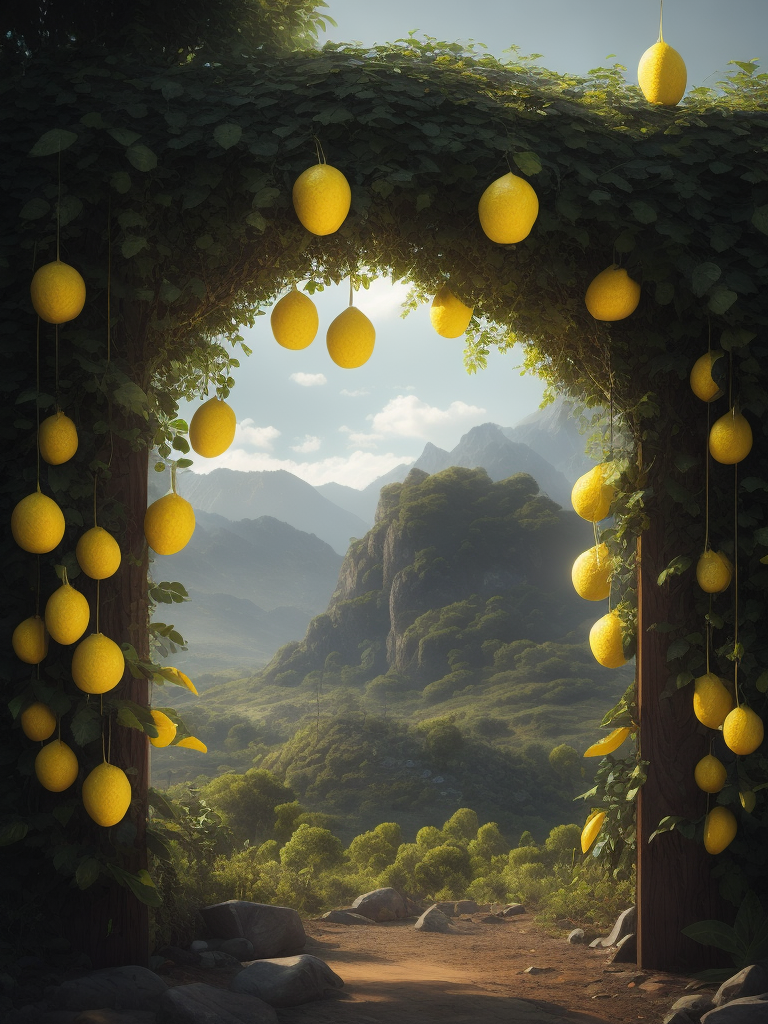 nature landscape with lemons and honeycombs