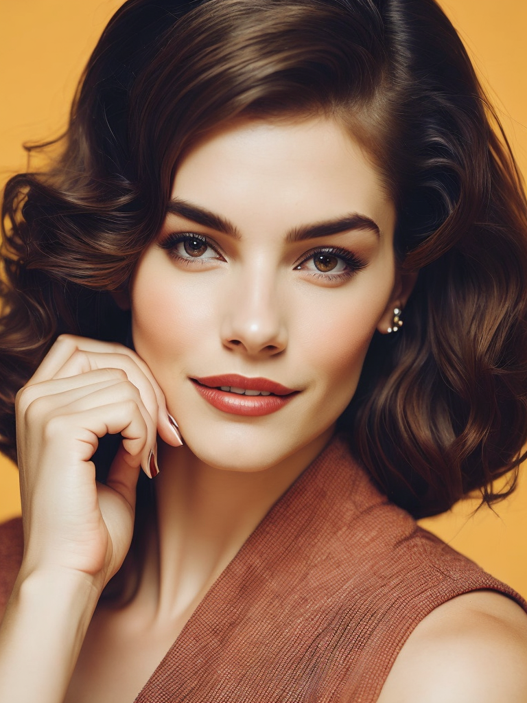 portrait of beautiful girl vintage poster style 60s