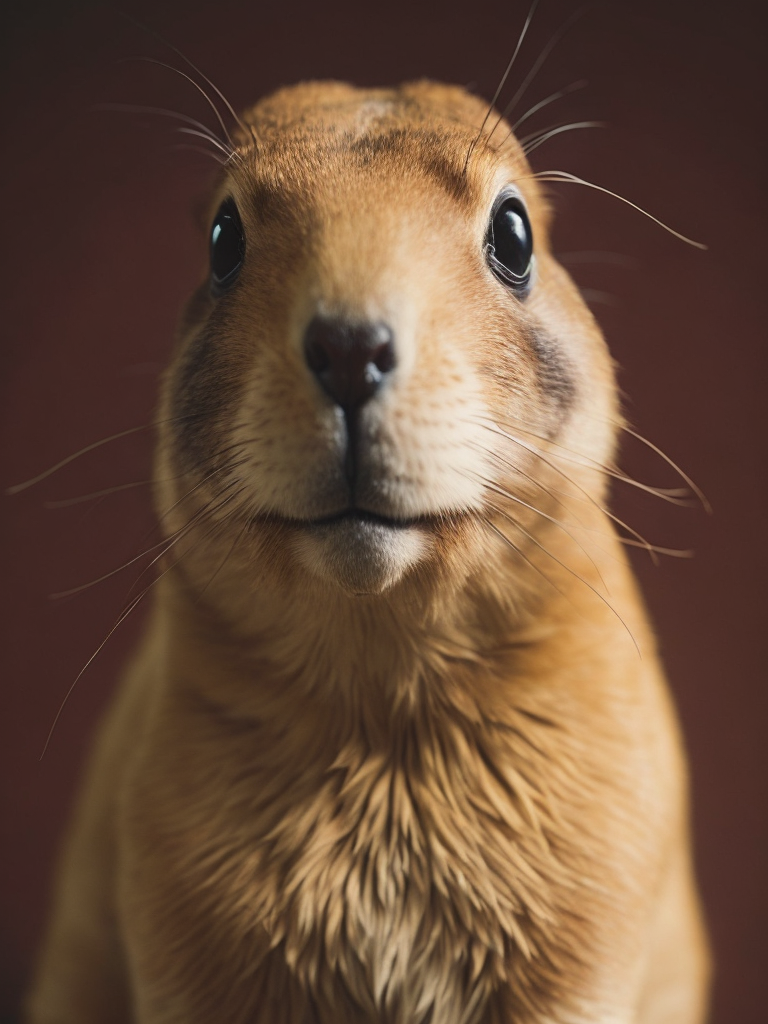 Prairie dog, portrait, simple background, red background, fat prairie dog, cute, animal, from side