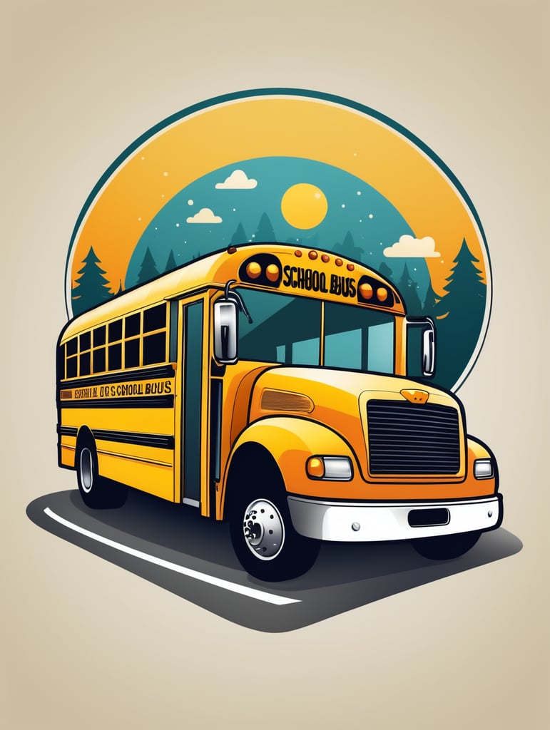 School Bus Vectors Design, mascot logo, bright colors, vector Logo, vector image