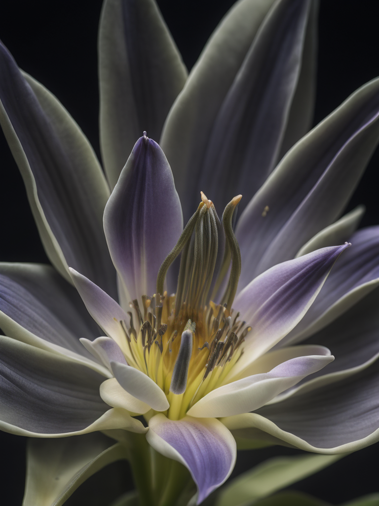 macro photo of a Bioluminescent Flower of a Lily, Glowing Bioluminescence