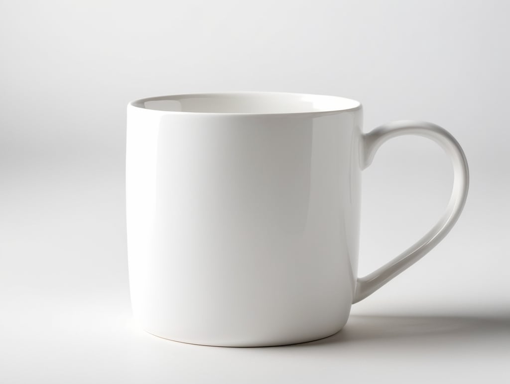 White strait ceramic mug, white background, isolated, mock up, mockup