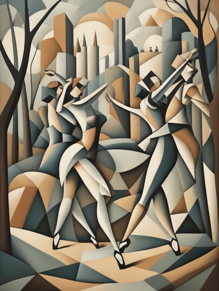 Paisaje cubista con bailarinas