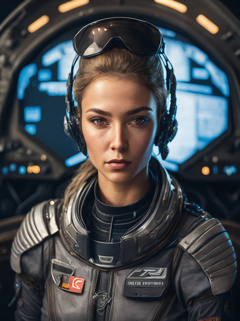 Cyborg pilot russian women, interior cockpit, hyperdetailed, by john blanche