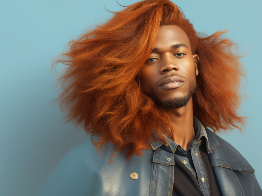 black man with ginger hair, professional photo, sharp on details