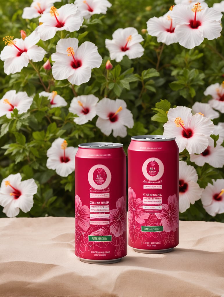 Premium Free ai Images | hibiscus chilled drink packed in cans and ...