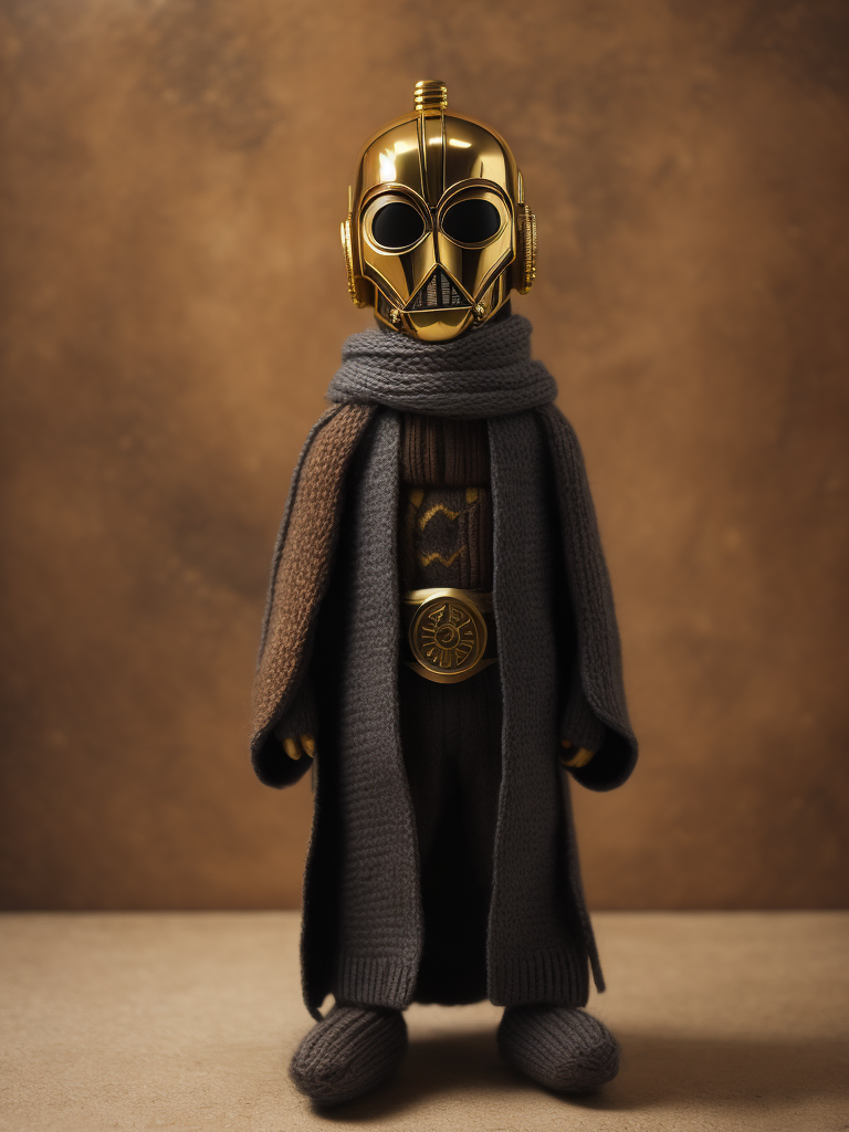 c3po knitted toy star wars jedi toy crafts handmade yarn art character unique