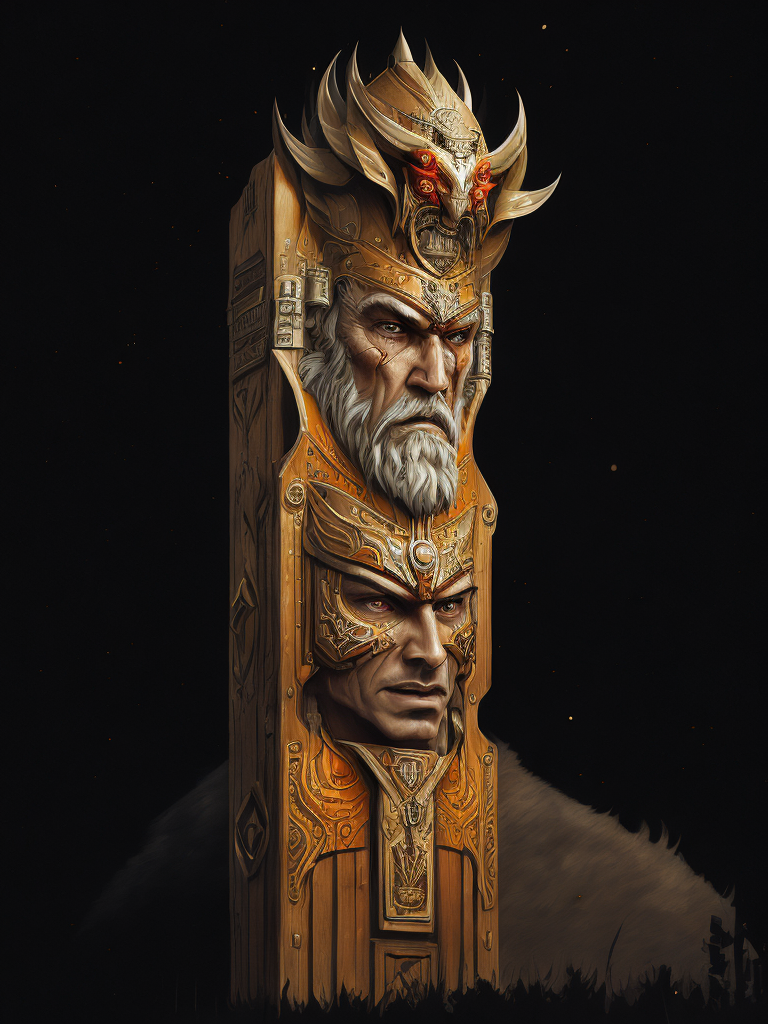 Slavic Totem Pole, deep carved, Slavic angry god face, Slavic Nation, slavic culture, odin