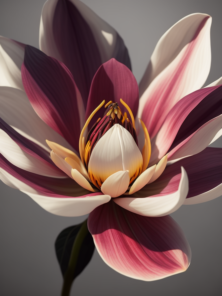 magnolia flower bright colours on white background sharp focus vibrant