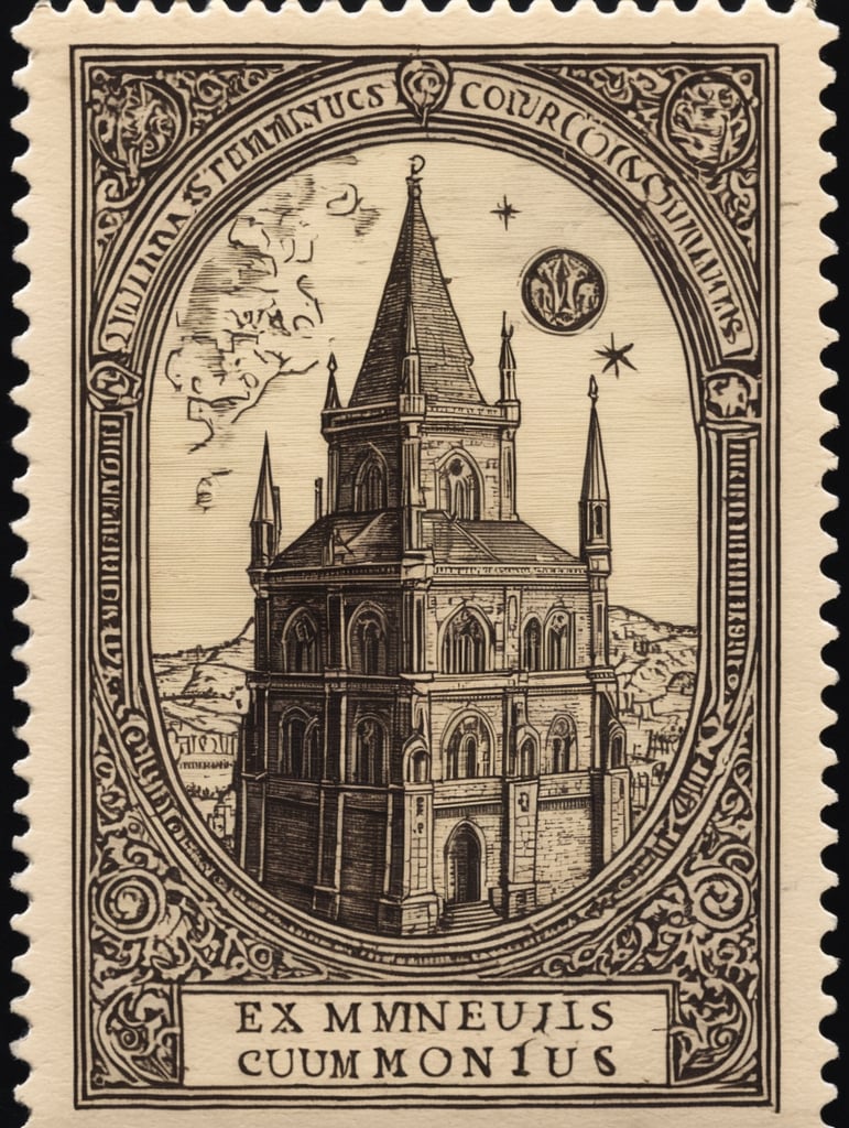 Medieval style stamp ex libris œcumenius