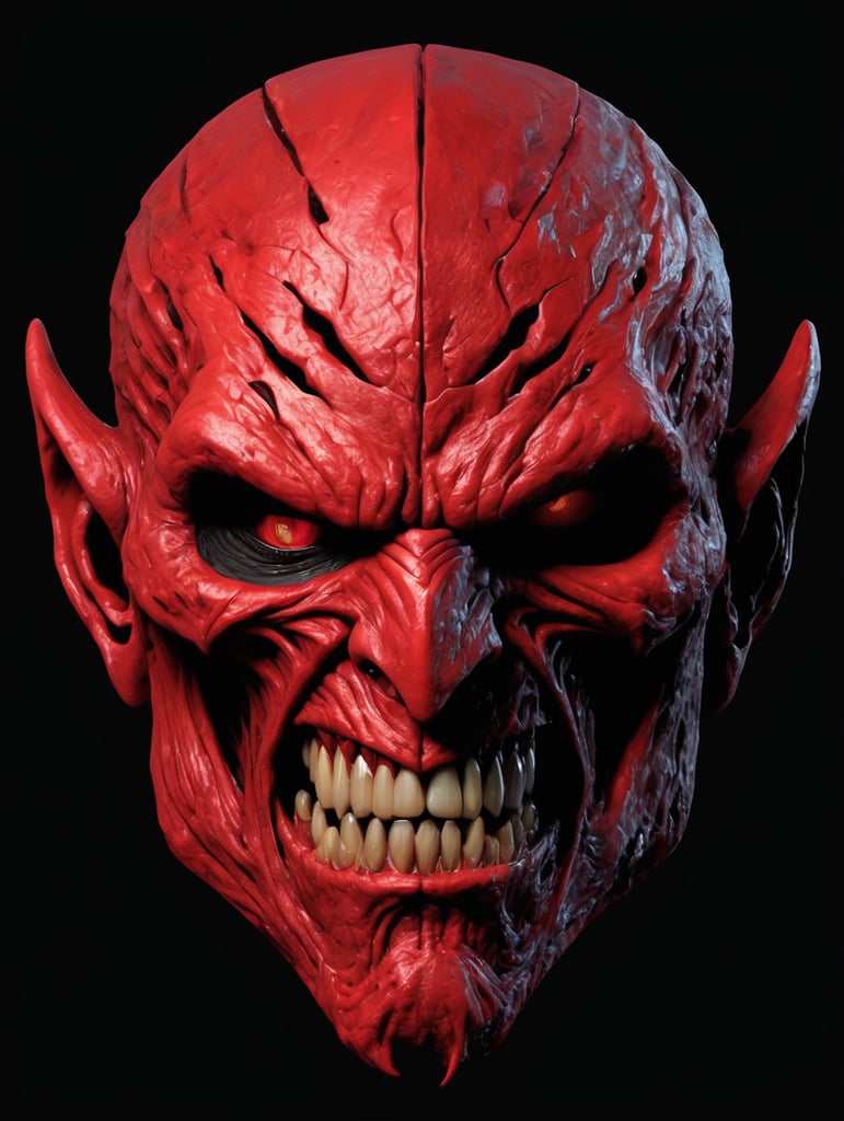 Gaming Logo. Create the image of a disfigured mutant being, inspired by the cover, and mutant de arca albums, red in color, with the appearance of varnished paint. On black background.vector image