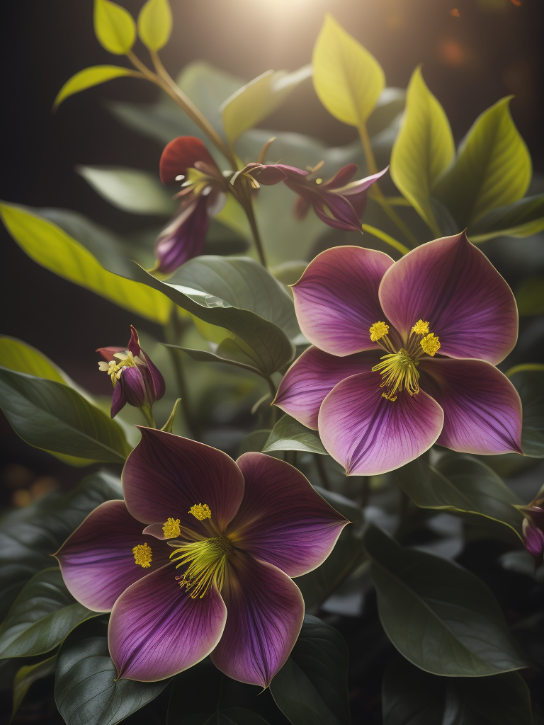 цветы морозник, очень яркие цвета, светит солнце в саду