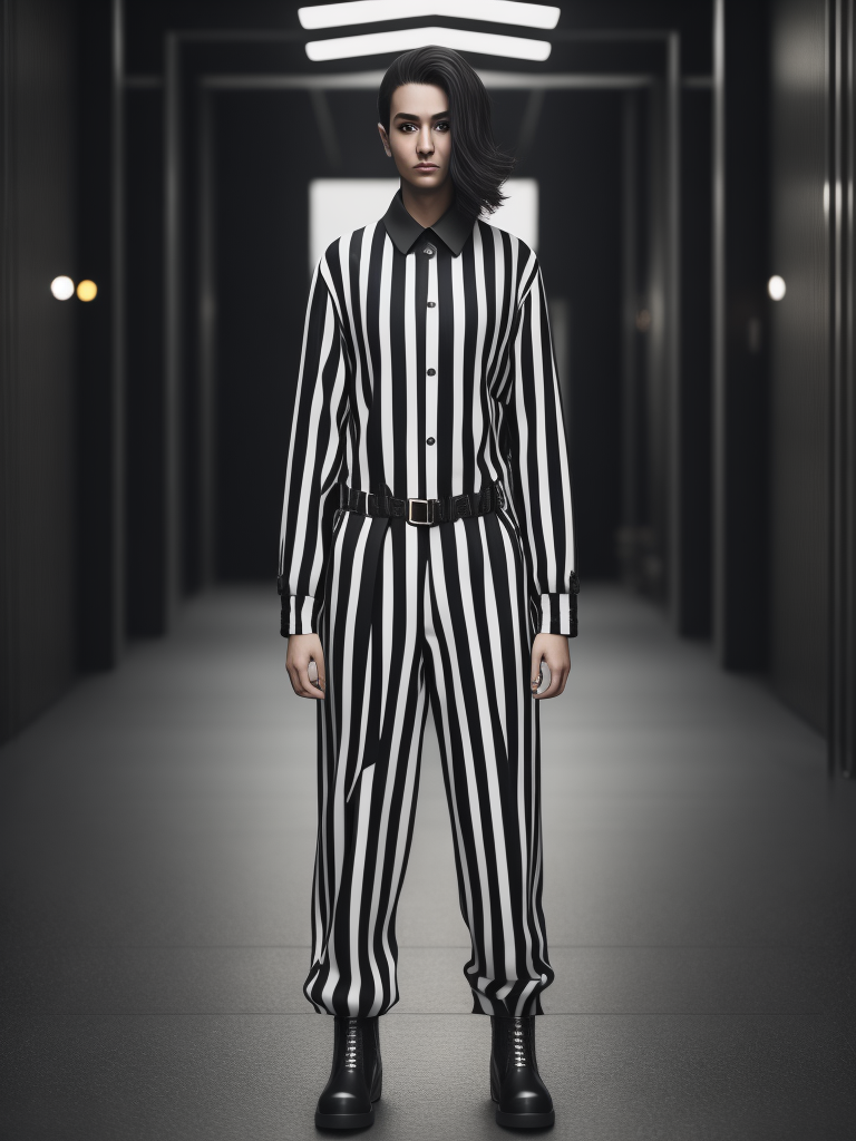 black and white stripes prison jumpsuit uniform