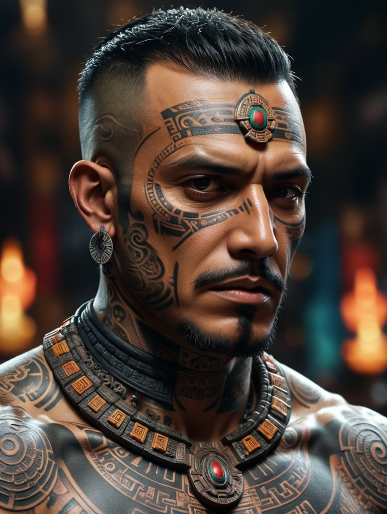 mexican maya azteken neck tattoo