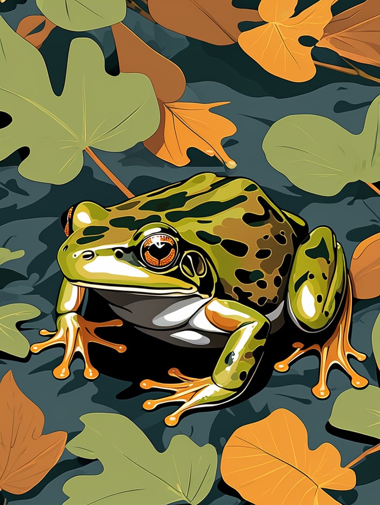 frog camouflage pattern, vector art, modern