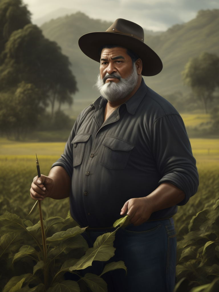 A farmer, portrait, Painting, Oil, Colombia, style of Botero