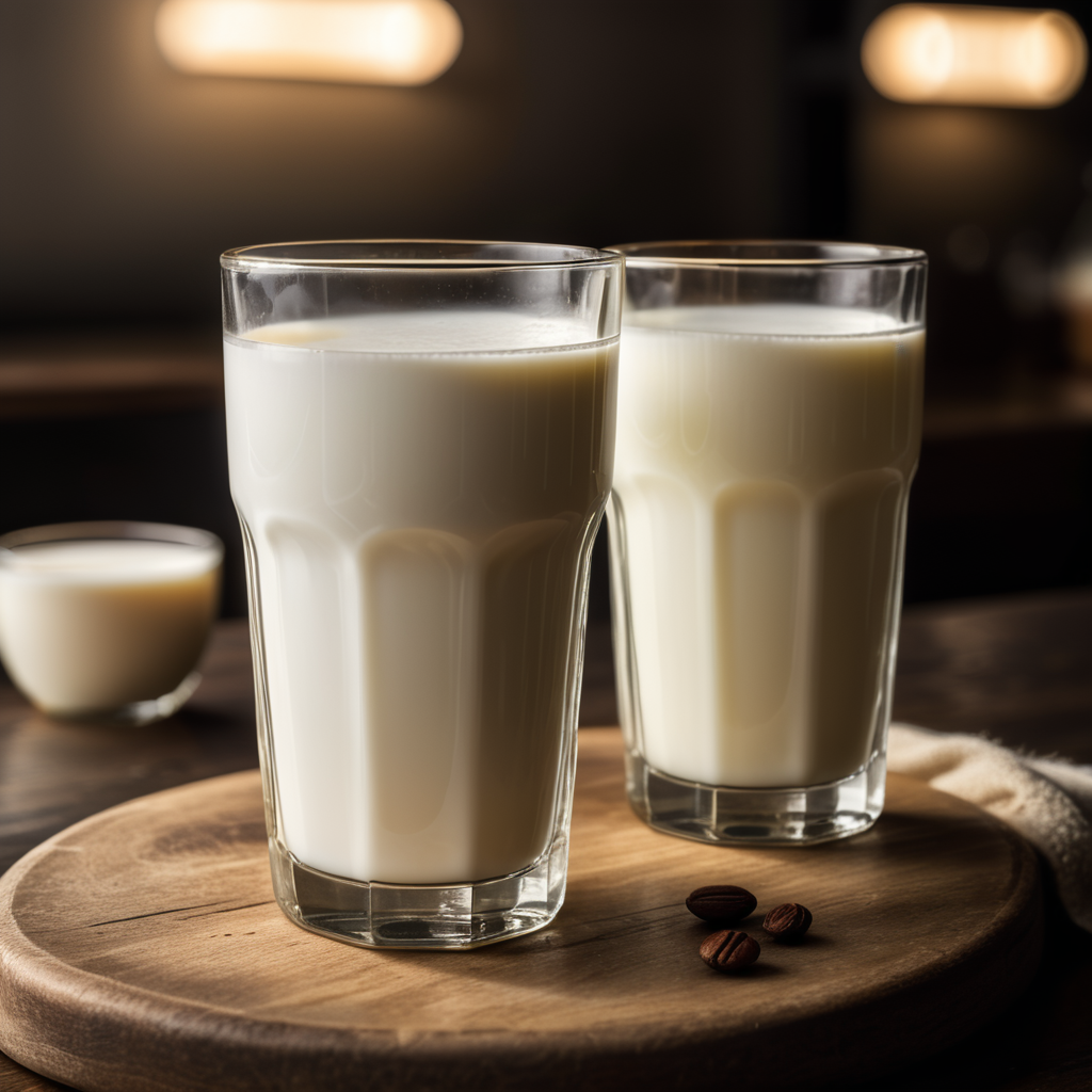 A mockup of a glass of milk.
