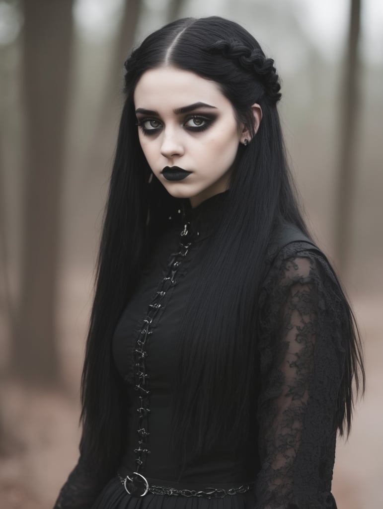 Teen Goth woman, slightly annpyed