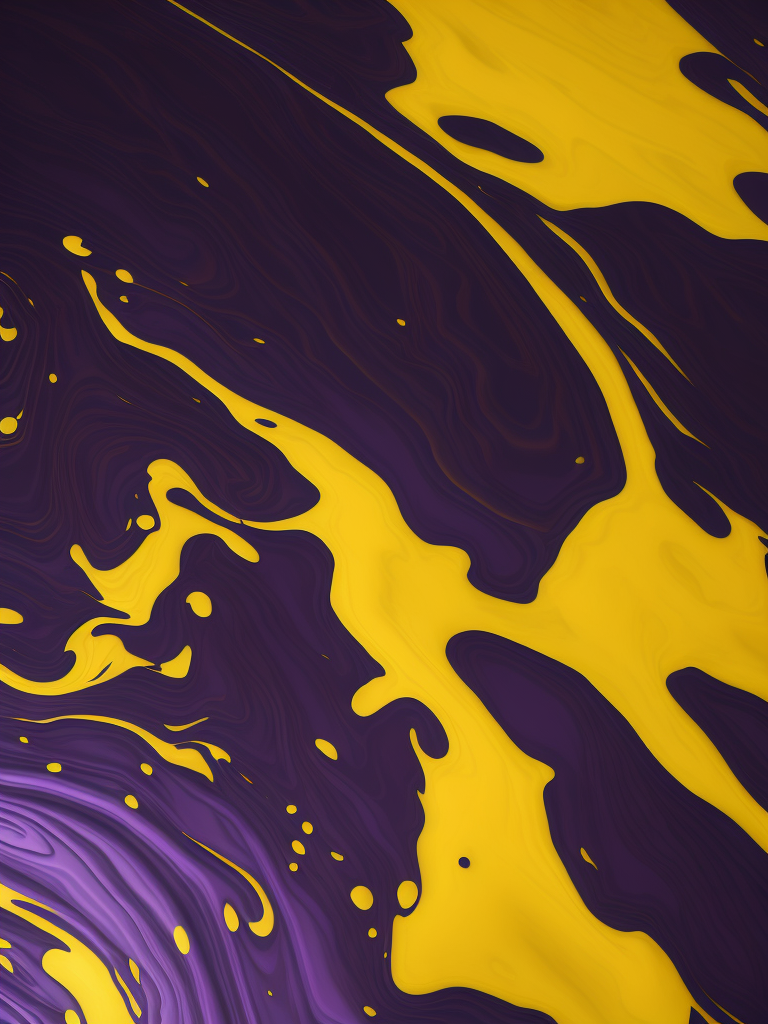 Two paint mixing texture, purple and yellow paint, pattern, background, top view, liquid