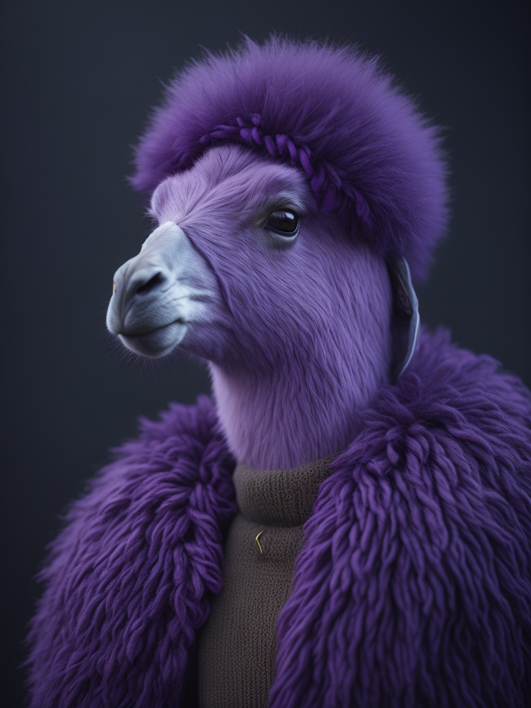 Knitted violet lama