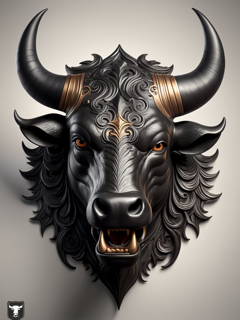 VECTOR MINIMALIST BULL HEAD LOGO IN BLACK