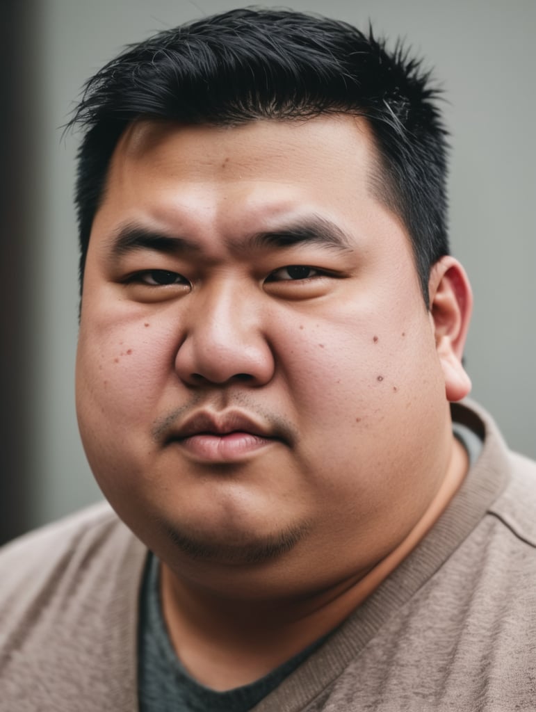 Fat Asian guy with pimples