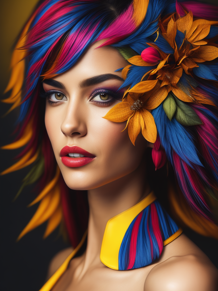 Portrait of Claire Forliani, bright and saturated colors, elegant, highly detailed, vogue, fashion magazine, sharp focus, bright expressive makeup, dramatic lighting, depth of field, incredibly high detailed, blurred background