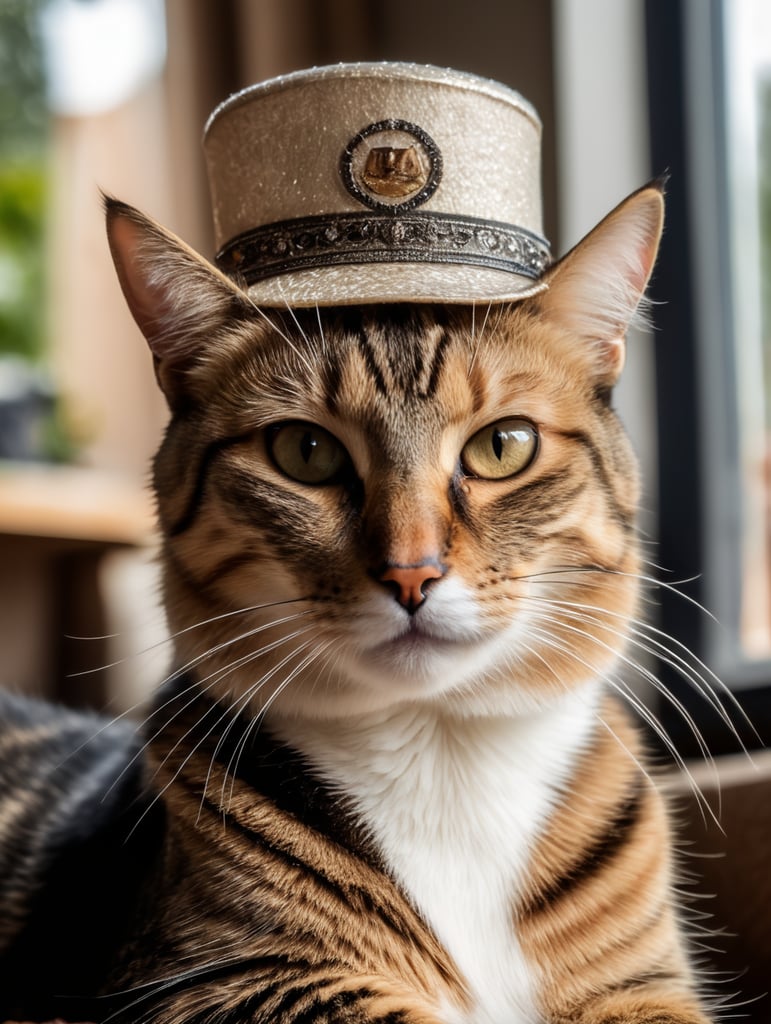 a cat with another cat as a hat