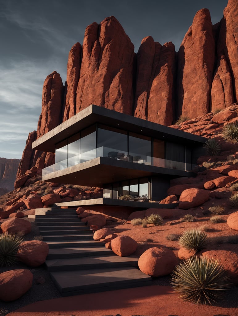 modern organic contemporary red rock desert house