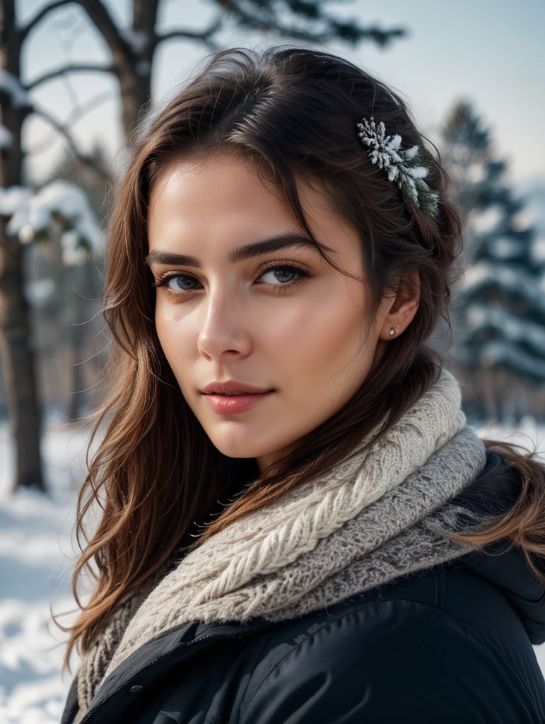 Winter woman in the snow. Beautiful girl in the winter in nature. High quality photo