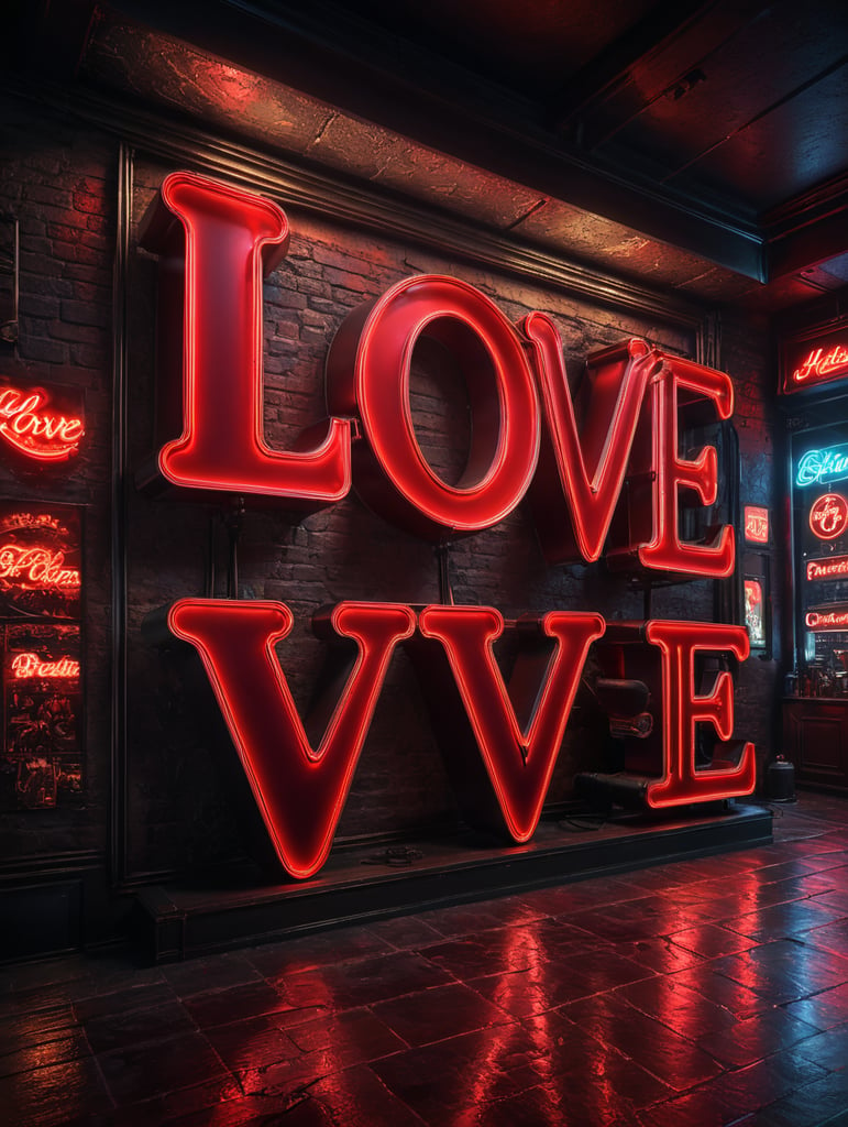 love neon sign, red color, neon