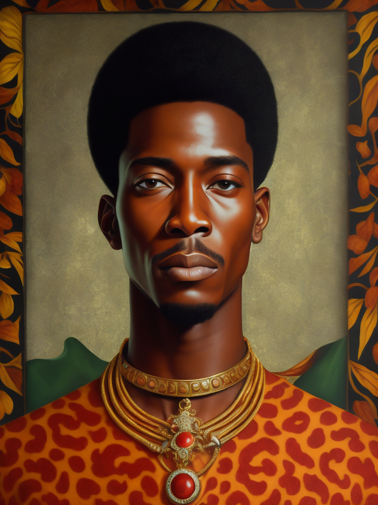 Jamaica's Man, portrait, realistic image, lots of detail, style of Mati Klarwein