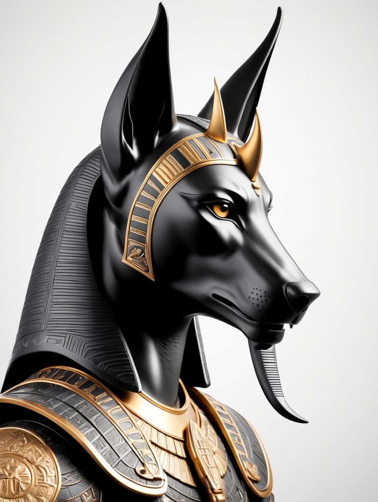 Egyptian god Anubis, dark style, sharp on details, black background