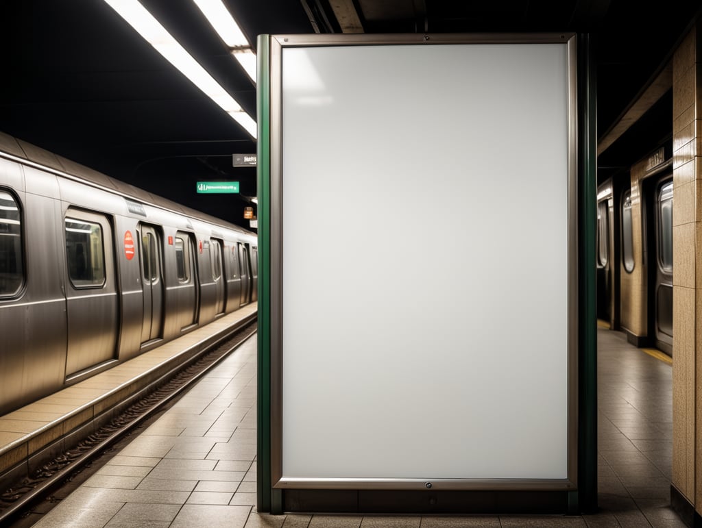subway blank white billboard, mockup, mock up