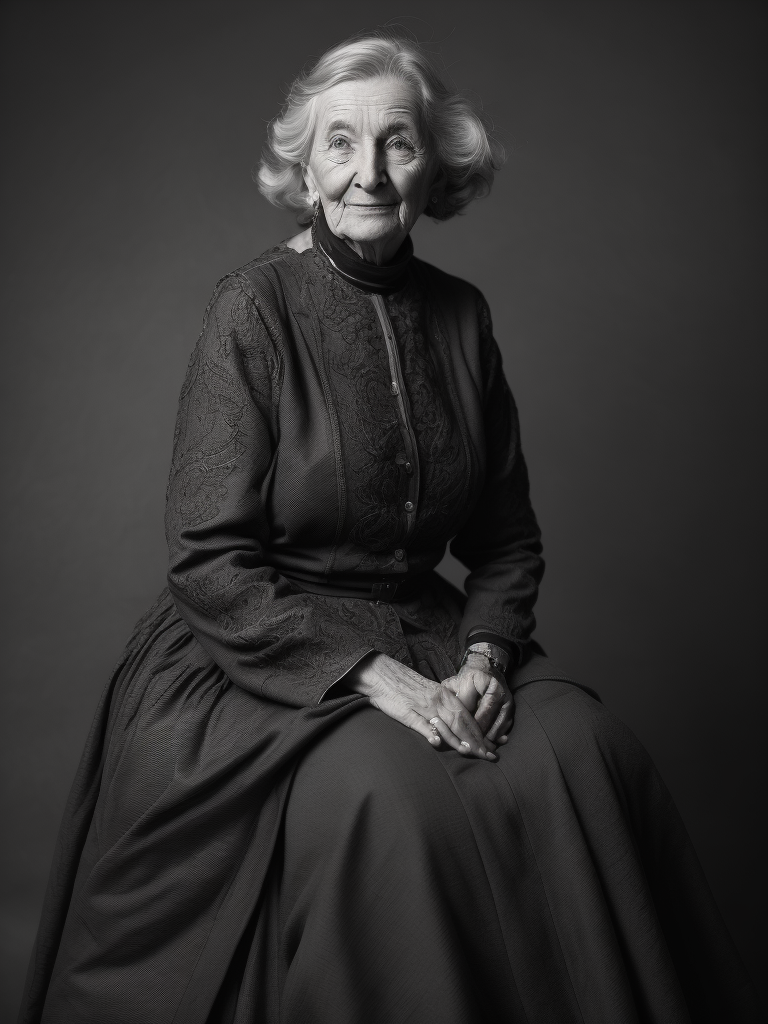 Portrait of an elderly woman in a black dress, Photography, Portrait, B , France, style of Eugène Atget