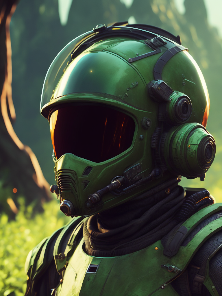 close up side portrait, inter dimensional belarusian ww2 partisan space suit, belarusian cybernetic wired soviet mech suit, intricate piped wiring armor, fallout, green nuclear waste ooze dripping, Chernobyl background, nuclear monster, bioorganic creature, wet organic armor, finely detailed, LED indicators, heads up display helmet, holographic, wet dripping clothing, aztec, jungle, photography, no mans sky, prometheus, futuristic fantasy, 3d render, 8k, high fidelity, octane render, ultra realistic, sleek sharp textures rendered in beautiful biomechsuit engine