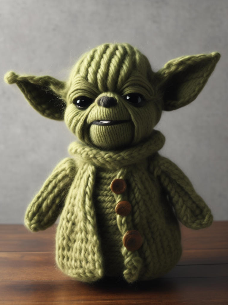 Master Yoda as a knitted toy